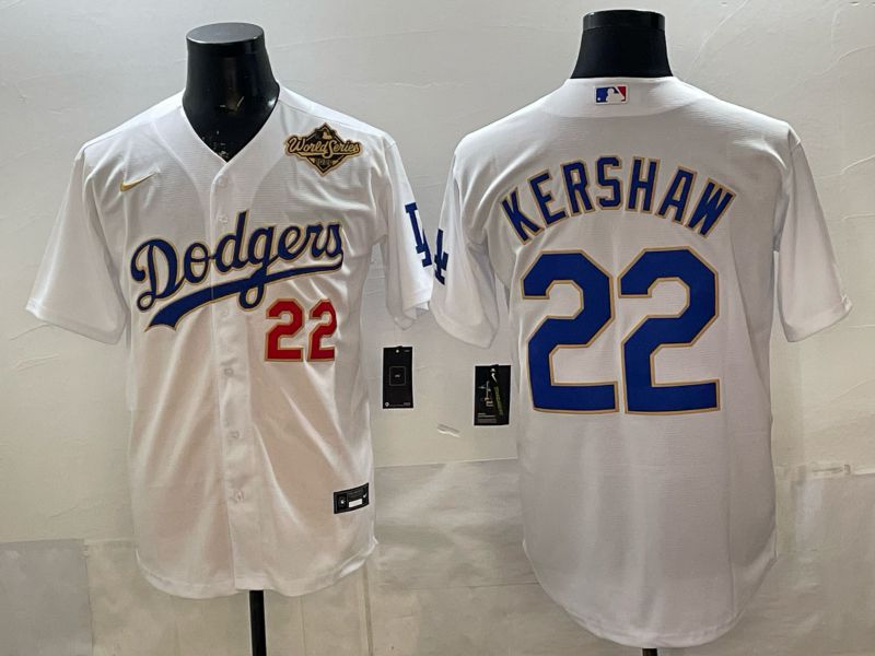 Men Los Angeles Dodgers #22 Kershaw White blue Game 2026 Nike MLB Jersey style 0075